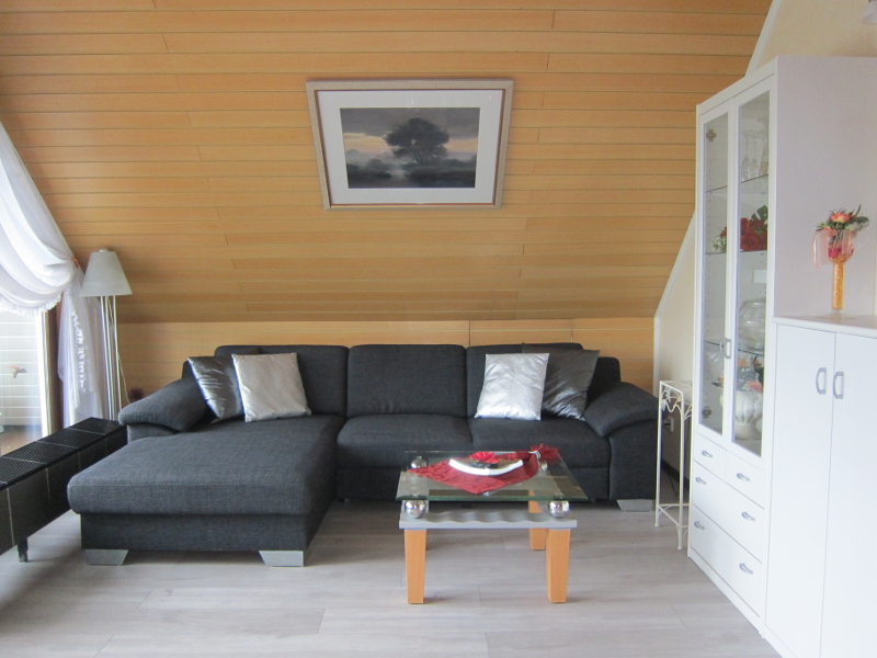 Gemütliche Sitzecke mit neuer, ausziehbarer Schlafcouch f. 1-2 Personen im Wohnzimmer